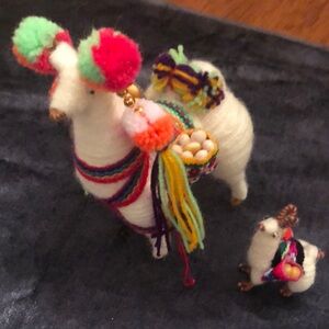 Colorful Wool Llama Figurines—lot of 2